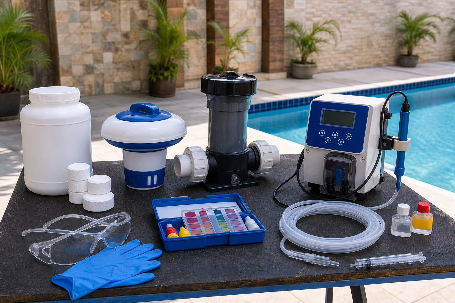 Comparação entre dispensador flutuante, dosador em linha e controlador automático de cloro