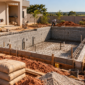Construção de piscina de alvenaria em Urutaí com estrutura, armação e preparação hidráulica.