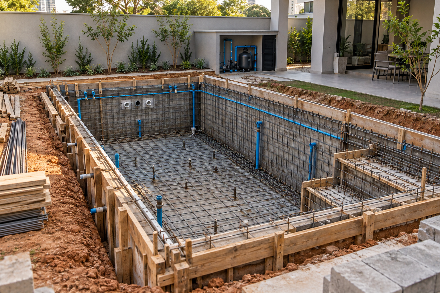 Construção de piscina no Setor Marista Sul, Goiânia