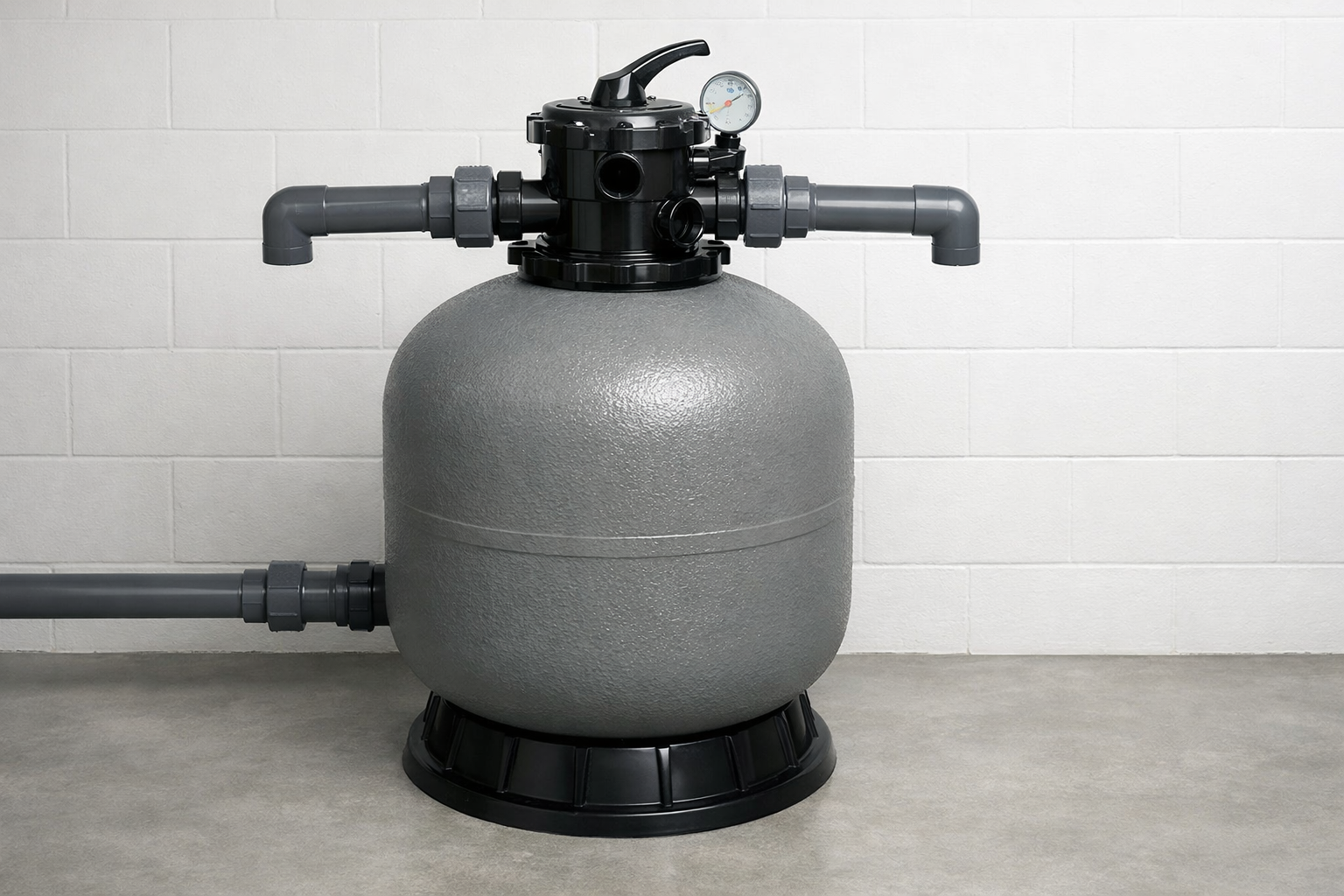 Filtro de areia para piscina com válvula multivias e manômetro